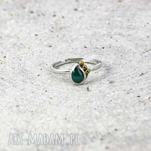 agat zielony, pierścionek z kamieniem, srebrny, srebro 925