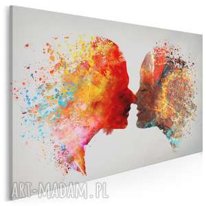 obraz na płótnie - pocałunek para kolorowy - 120x80 cm (73401)