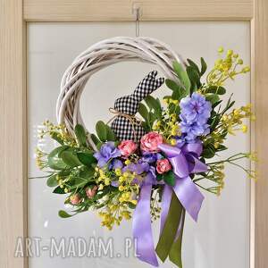 dekoracje wielkanocne wielkanocny wianek z królikiem wieniec na ścianę, stroik