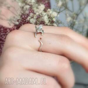 Srebrny pierścionek myszka 925 regulowany handmade