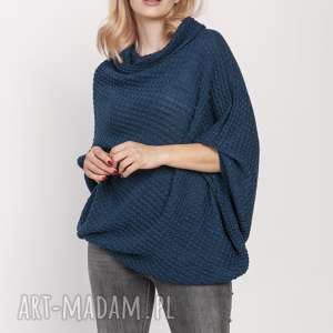 handmade swetry luźny sweter, swe205 morski mkm