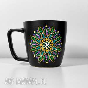 ceramika unikalny kubek z ręcznie malowaną mandalą prezent