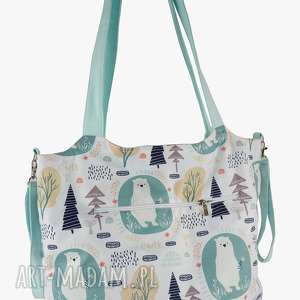 handmade na ramię torba shopper z mocowanim do wózka misie polarne