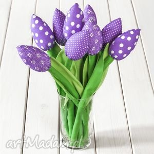 handmade dekoracje tulipany fioletowy bawełniany bukiet