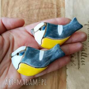 Broszki sikorki - ceramiczne ptaszki handmade