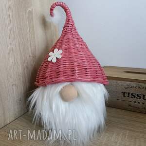 dekoracje świąteczne krasnal otwierany wiklina papierowa skrzat pojemnik