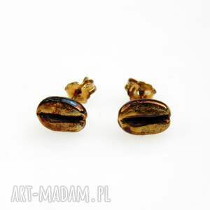 ziarenka kawy - kolczyki srebrne, kawa, biżuteria prezent niej