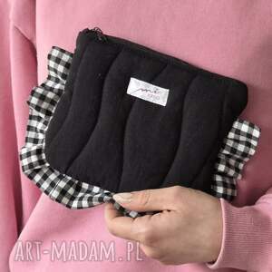 w kratkę z falbanką, pikowana kosmetyczka, saszetka