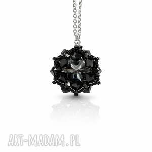 czarny naszyjnik night fall maxima, czarna biżuteria, biżuteria z kryształów