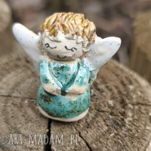 Anioł ceramiczny mini - prezent na komunię, chrzest i ślub ręcznie robiony
