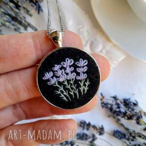 naszyjnik wieczór o zapachu lawendy 1, haft płaski romantyczki kwiaty lata