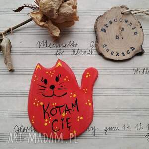ręcznie wykonane magnesy czerwony miłosny kot no 3