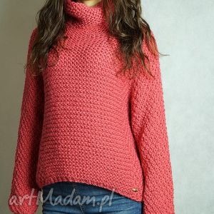 handmade swetry koralowy sweter