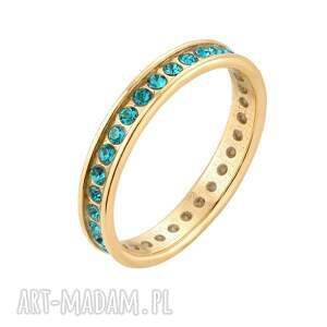 handmade obrączki złota obrączka z turkusowymi kryształami preciosa r