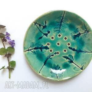 ceramika mydelniczka z roślinkami podstawka, soap holder, podstawka