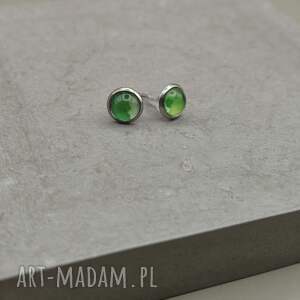 Kolczyki wkrętki Zielona Abstrakcja, małe