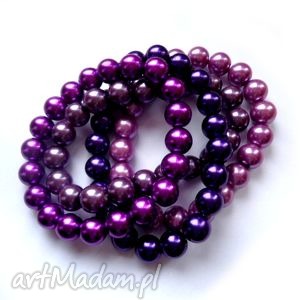 handmade komplet 4 bransoletek w odcieniach fioletu perły woskowane