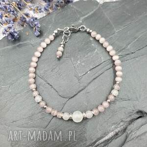 róż - kocie oko i agat, perłowa bransoletka