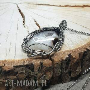 kryształowa druza agatu s156, wire wrappe, srebrny wisiorek