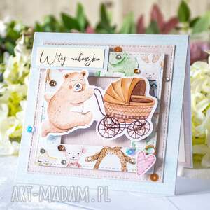 kartka - witaj maluszku nr 1, scrapbooking, narodziny dziewczynki