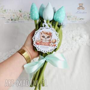 handmade dekoracje tulipany prezent dla nauczyciela zakończenie roku turkus gotowe
