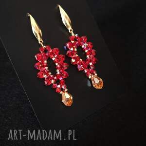 Prezent Długie Wiszące Kolczyki „Siam z Koralików i Kryształków