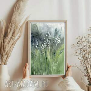 A2, akwarela, trawa, sztuka, plakaty, łąka