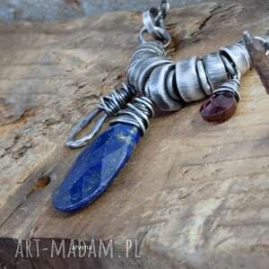 handmade naszyjniki lapis lazuli, granat - naszyjnik