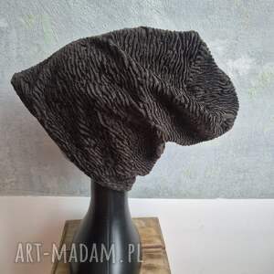 Futrzana czarna krótki włos sztuczne futro czapka na podszewce