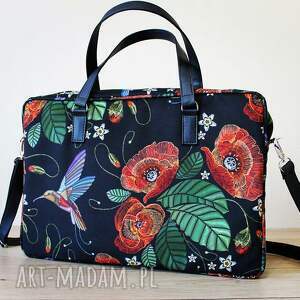 torba na laptop - maki i kolorowe kolibry case, prezent, święta, elegancka