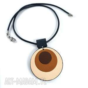 naszyjnik skórzany z okrągłą minimalistyczną zawieszką - naszyjnik