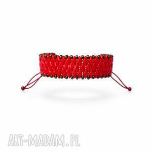 Bransoletka Korale Czerwone Intensywna czerwień i złoto - Handmade