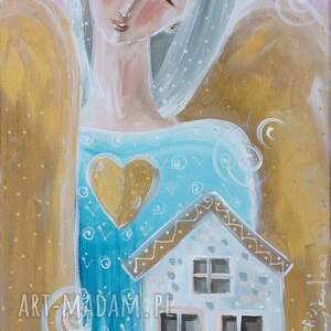 anioł stróż domu giclee, prezent, 4mara, obraz
