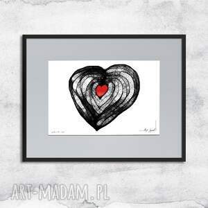 Prezent Grafika z ramą - nr 123-serce, akwarela serce