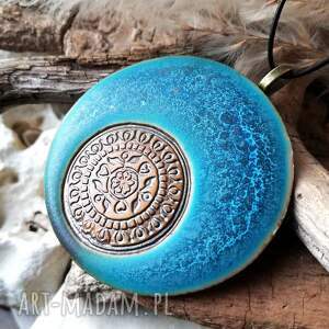 gaia ceramika unikalny naszyjnik boho ceramiczny wisior matowy błękitny długi