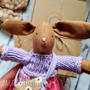 Prezent Przytulanka królik z akcesoriami, naturalna zabawka