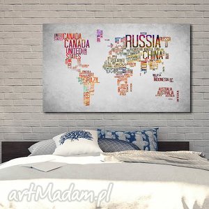 obraz xxl mapa świata 14 - 120x70cm na płótnie, państwa