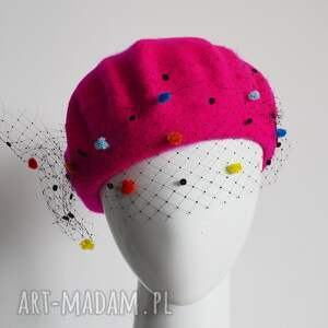 handmade czapki różowy beret