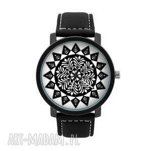 handmade zegarki zegarek męski z grafiką czarna wycinanka