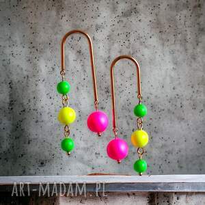 swarovski neon pearls crazy multicolor, neonowe kolczyki, kolczyki