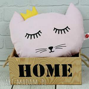 poduszka kot z koroną -różówy, kot, ozdobna, pokoj dziecka
