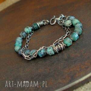 arvena szmaragdy - bransoletka 014, srebro oksydowane, biżuteria autorska modna