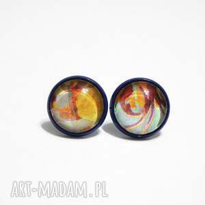 kolczyki - kolorowe granatowe, sztyfty, szklane niej dziewczynki