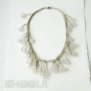 Prezent Szara biel Naszyjnik lniany