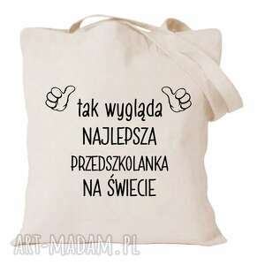 handmade torba z nadrukiem dla przedszkolanki, prezent, zakończenie roku, dzień edukacji