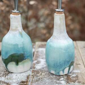 handmade ceramika kamionkowa butelka do oliwy, dozownik do oliwy lub octu | ok 410 ml /