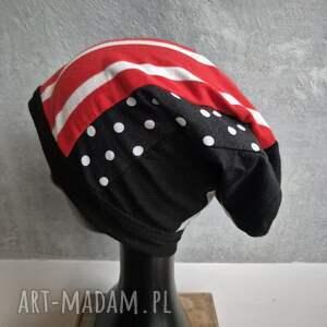 czapka patchworkowa smerfetka na podszewce świetna codzienne noszenie