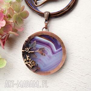 handmade naszyjniki naszyjnik „poranna zorza” z fioletowym agatem c740