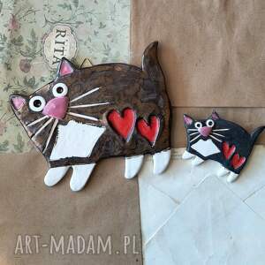 Koty zawieszka i magnes, ceramika, kot