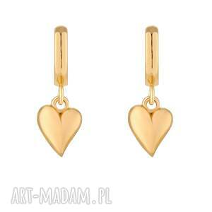 Złote kolczyki z małymi serduszkami - pozłacane, serce, serduszko, eleganckie